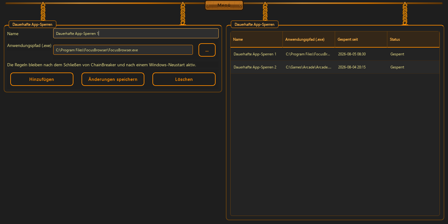 Dauerhafte App-Sperren · Statistiken — 1