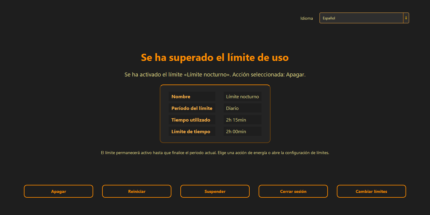 Se ha superado el límite de uso
