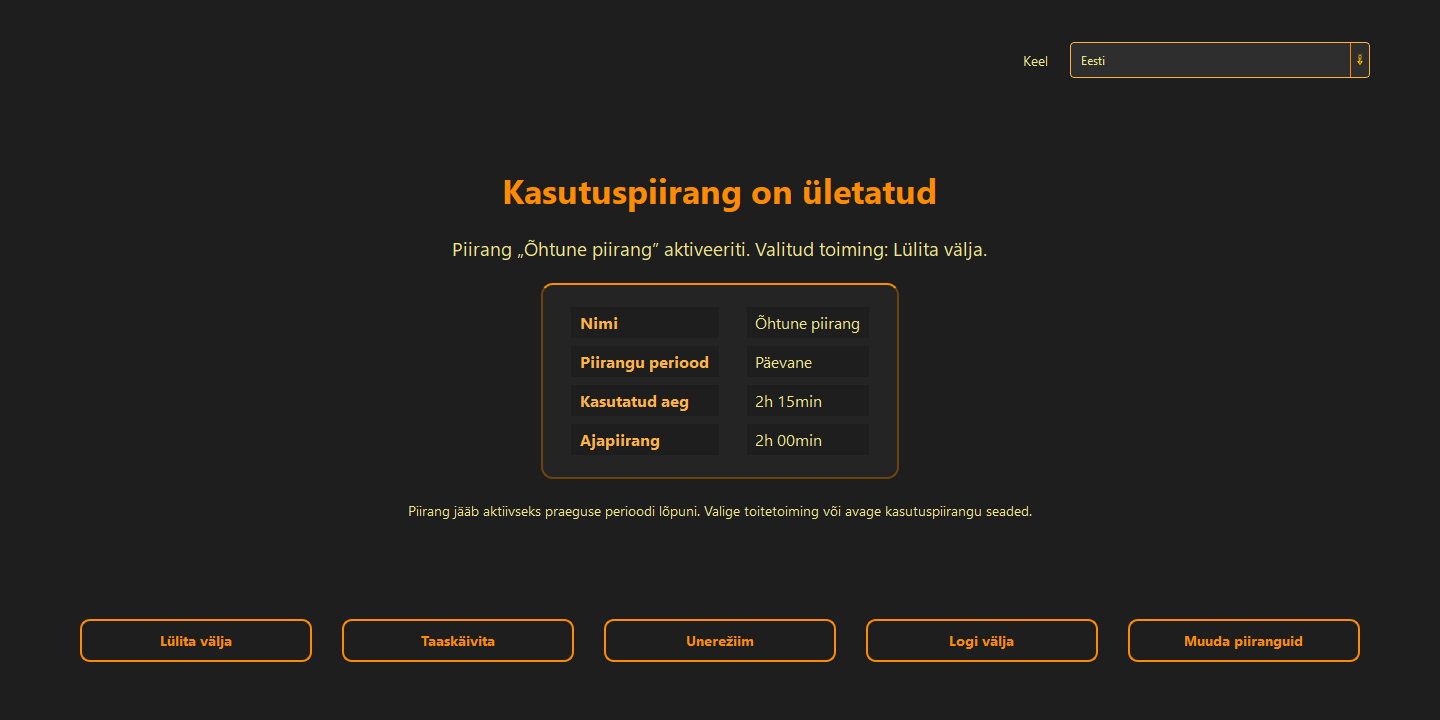 Väljalülitus- ja unerežiimi reeglid — 2