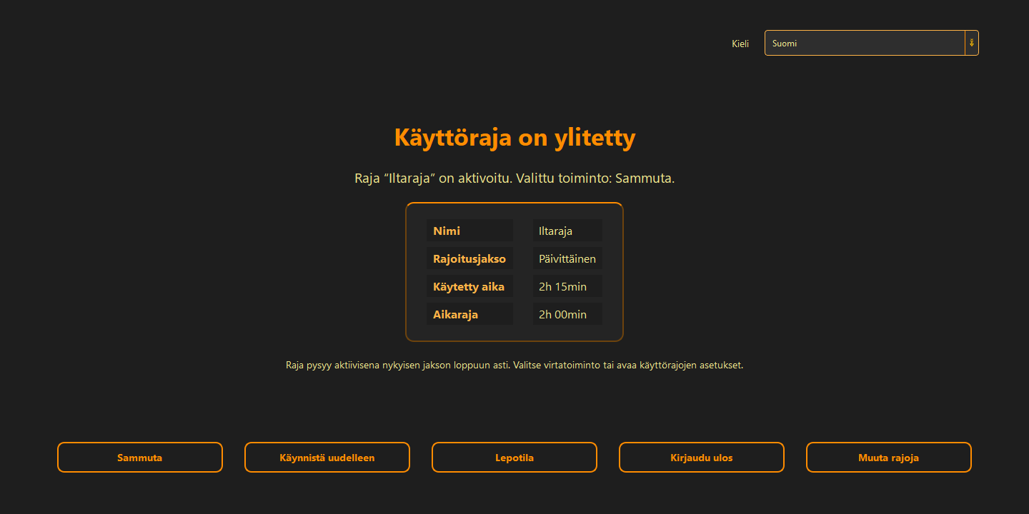Sammutus- ja lepotilasäännöt — 2