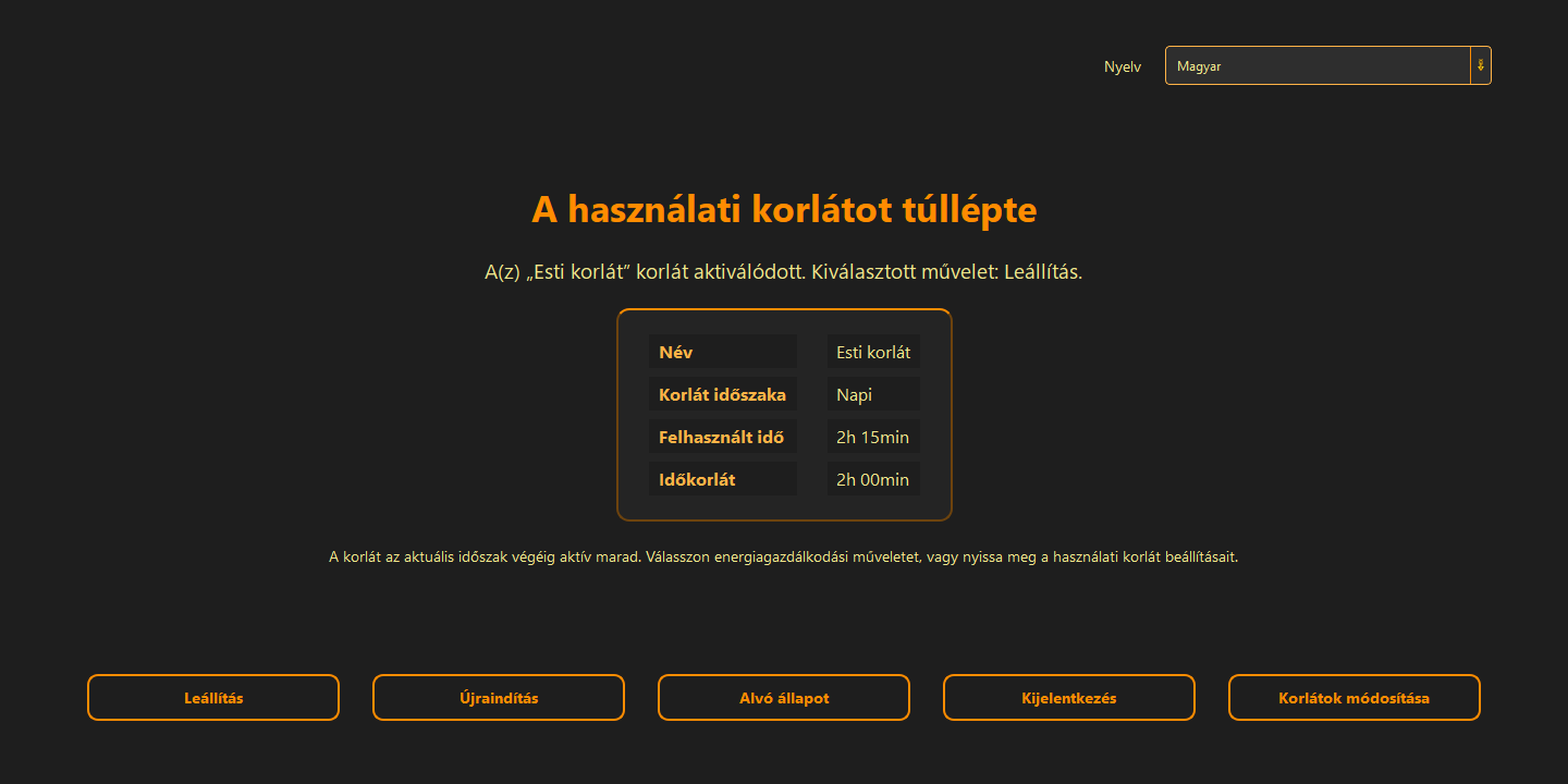Kikapcsolási és alvási szabályok — 2