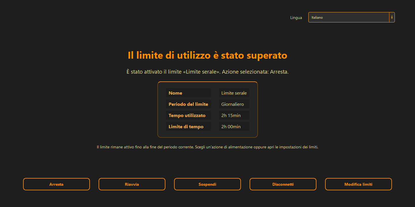 Il limite di utilizzo è stato superato