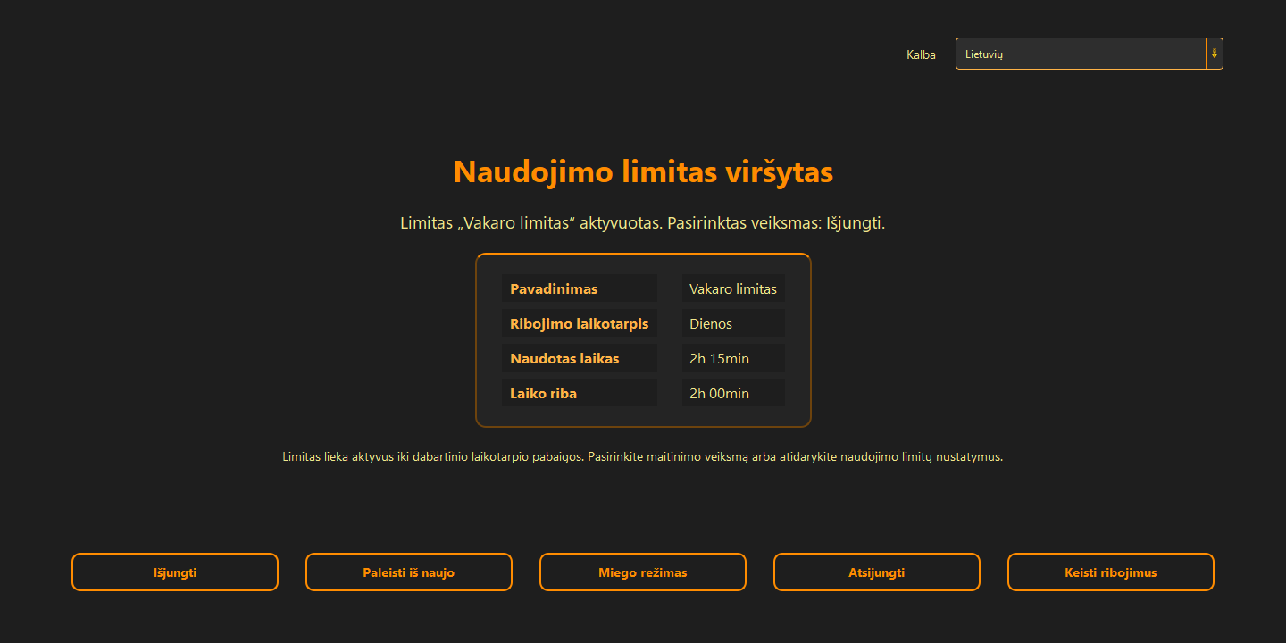 Išjungimo ir miego režimo taisyklės — 2