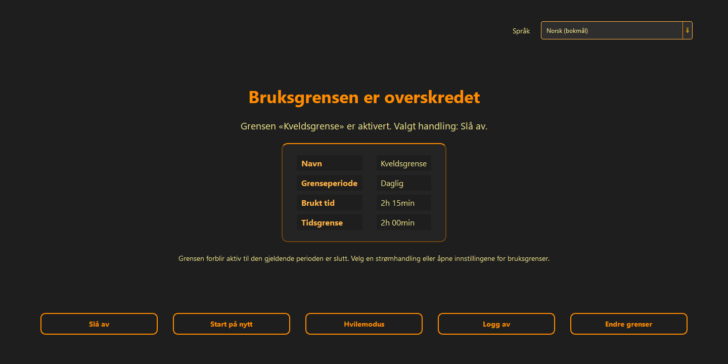 Regler for av/på og hvilemodus — 2