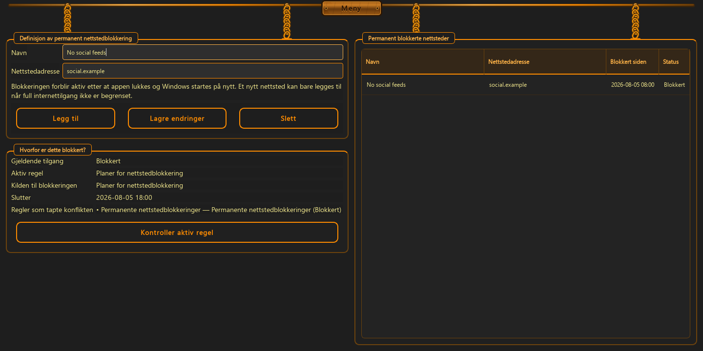 Nettstedregler for to moduser — 1